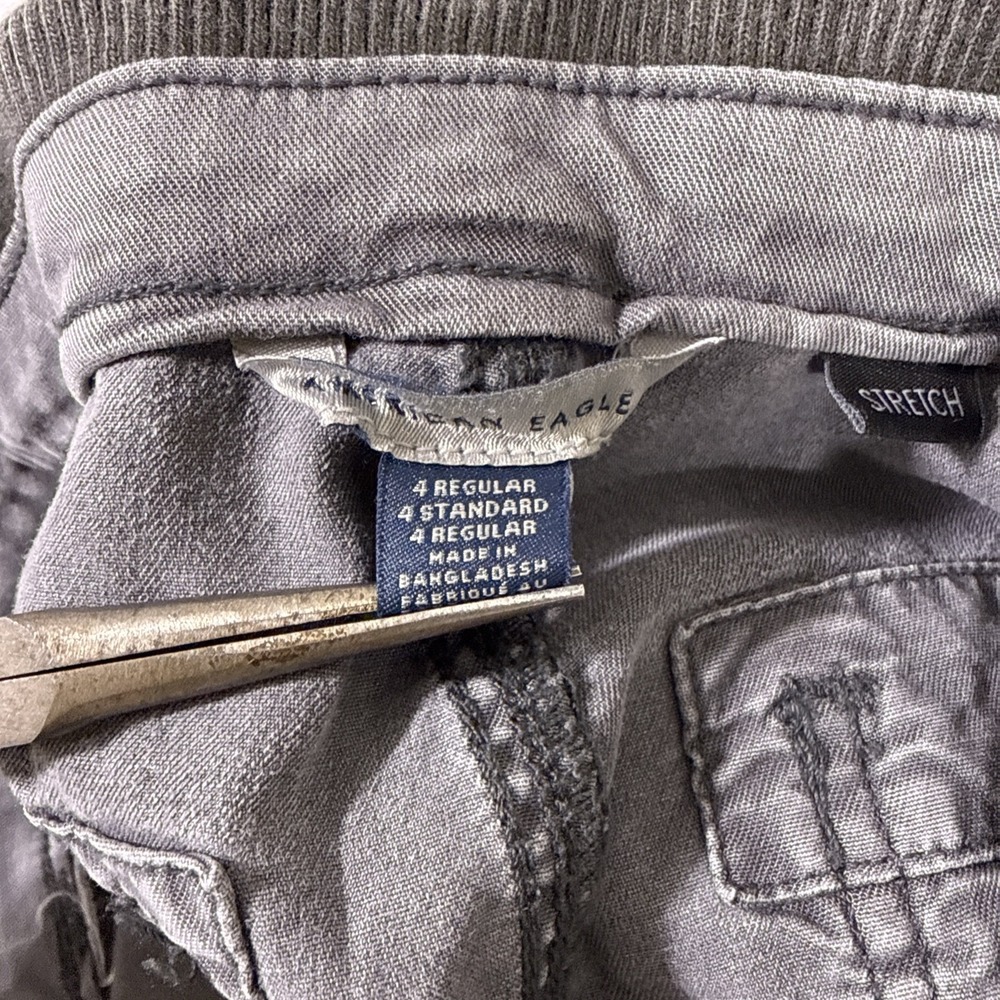 American Eagle Cargo‎ Pants Womens Size 4 Gray Wide Leg Skater Punk Y2K Stretch - Picture 7 of 10